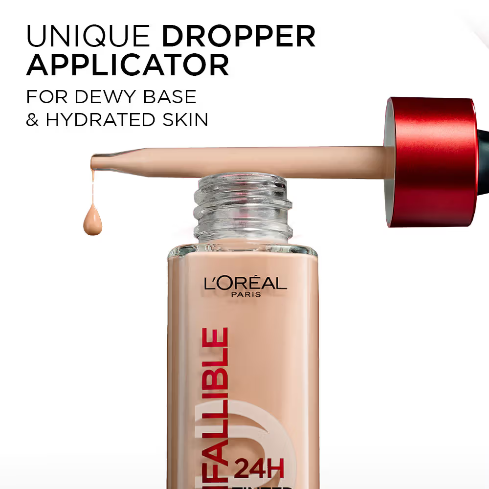 L’Oreal Paris Infallible 24H Tinted Serum Foundation, Lightweight, Dewy & Radiant - Medium